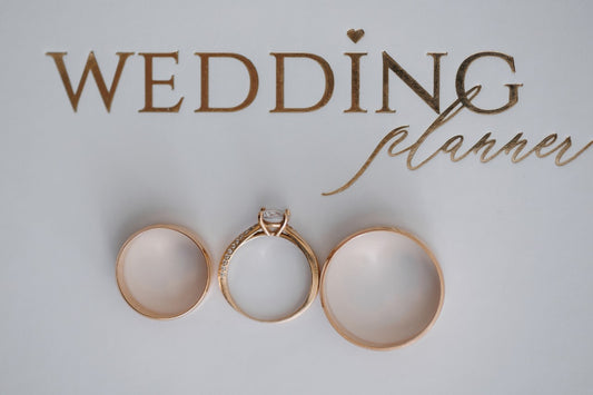 words wedding planner printed on white background with 3 rings