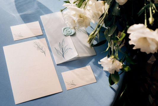 blank wedding stationery with flowers